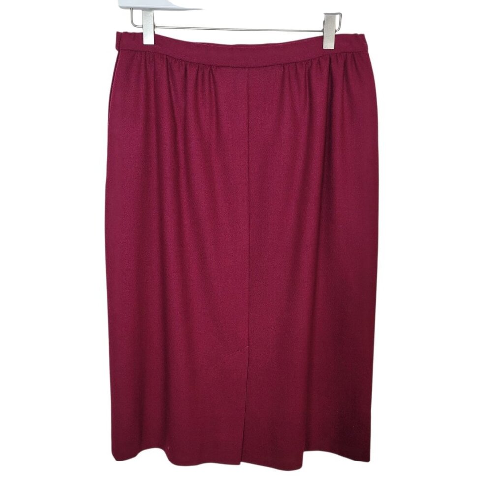 Vintage Pendleton Cranberry Suit Skirt Sz 12 Petite Winter Wool Career Office - Picture 2 of 8